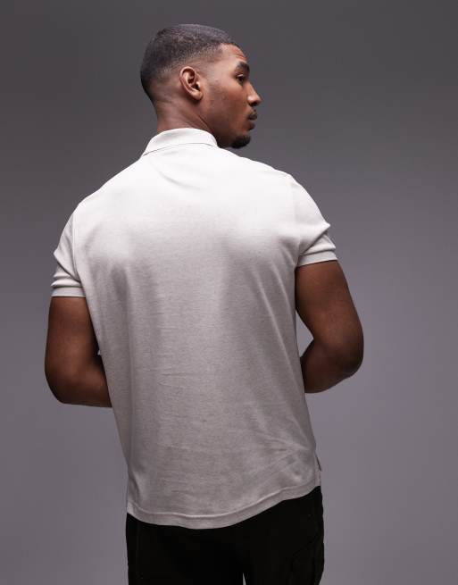 Tommy Hilfiger regular cotton polo shirt in beige heather, 4 of 4