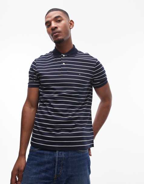 Tommy Hilfiger regular cotton polo shirt in navy stripe