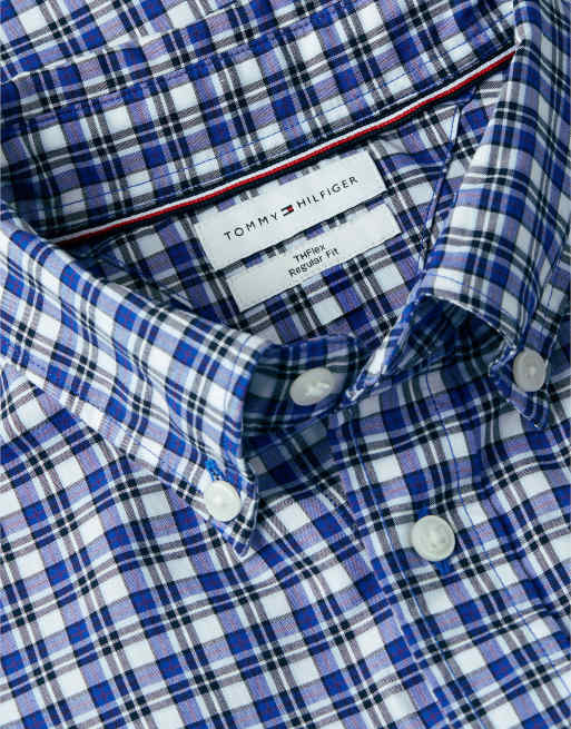 Tommy Hilfiger Regular Fit Flex kariertes Popeline-Hemd in Ancient Blue, 6 von 6
