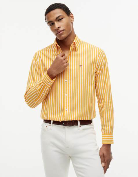 Tommy Hilfiger Regular fit flex stripe poplin shirt in orange