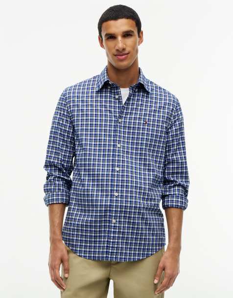 Tommy Hilfiger Regular fit flex tartan poplin shirt in ancient blue / check - view 1