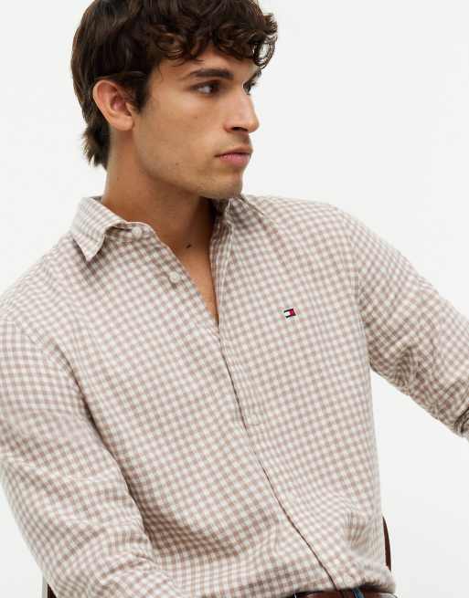 Tommy Hilfiger Regular fit gingham dobby flannel shirt in coastal taupe / check, 3 of 6