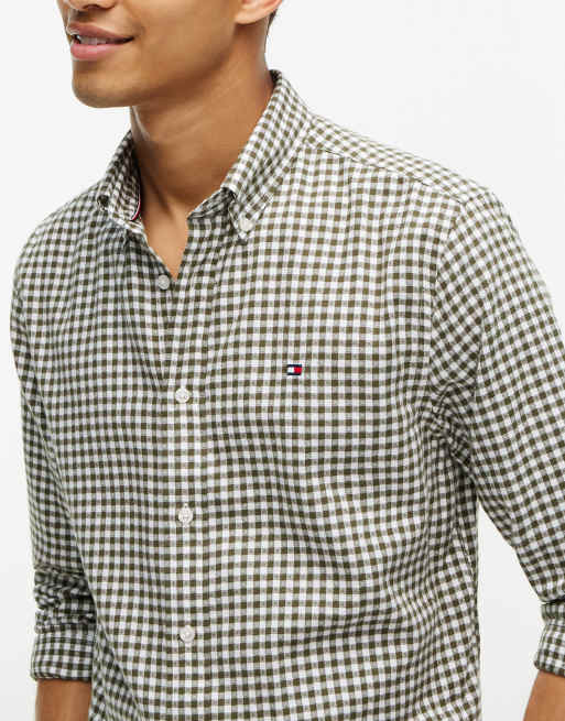 Tommy Hilfiger Regular fit gingham dobby flannel shirt in huntsman green / check, 3 of 6