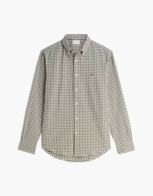 Tommy Hilfiger Regular fit gingham dobby flannel shirt in huntsman green / check, 5 of 6