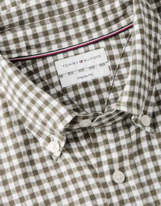 Tommy Hilfiger Regular fit gingham dobby flannel shirt in huntsman green / check, 6 of 6