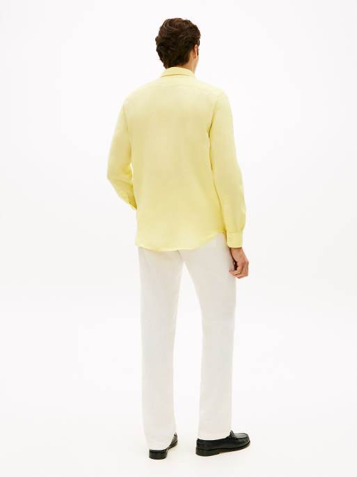Tommy Hilfiger – Regular-Fit-Hemd aus reinem Leinen in verwaschenem Hellgelb, 4 von 5