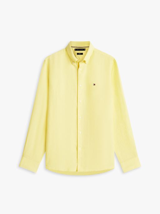 Tommy Hilfiger – Regular-Fit-Hemd aus reinem Leinen in verwaschenem Hellgelb, 5 von 5