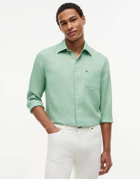 Tommy Hilfiger – Regular-Fit-Hemd aus reinem Leinen in verwaschenem Hellgrün - view 1
