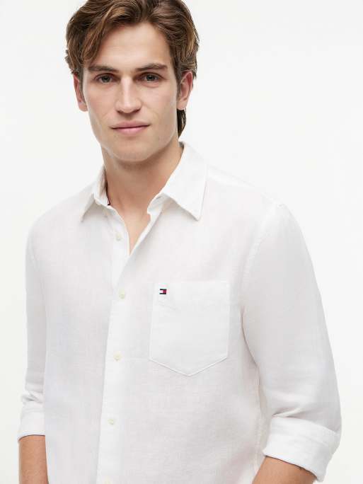 Tommy Hilfiger – Regular-Fit-Hemd aus reinem Leinen in verwaschenem Weiß, 3 von 6