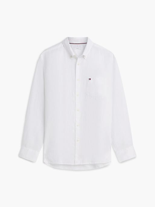 Tommy Hilfiger – Regular-Fit-Hemd aus reinem Leinen in verwaschenem Weiß, 5 von 6