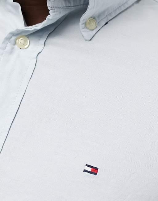 Tommy Hilfiger - Regular-fit Oxford overhemd met stretch in blauw, 4 van 4