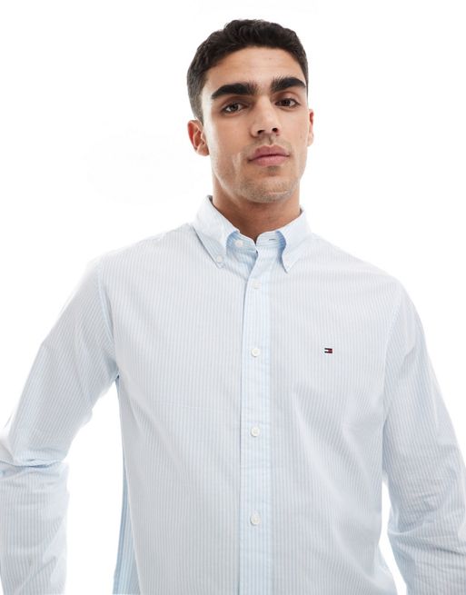 Tommy Hilfiger regular fit shirt in white and light blue stripe