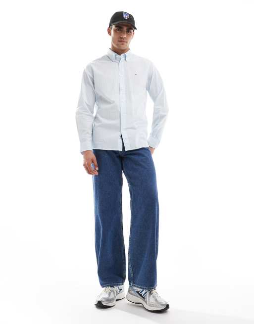 Tommy Hilfiger regular fit shirt in white and light blue stripe, 3 of 4