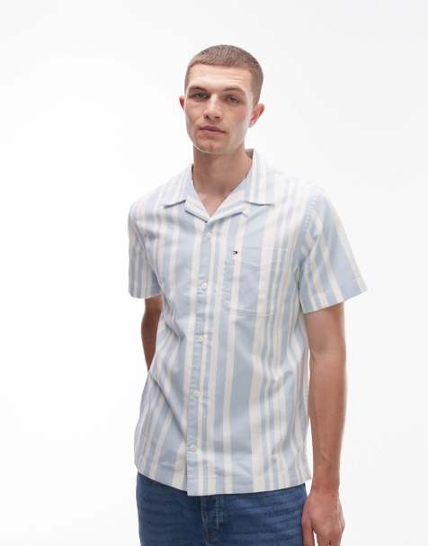 Tommy Hilfiger Regular fit stripe short sleeve shirt in blue - view 1