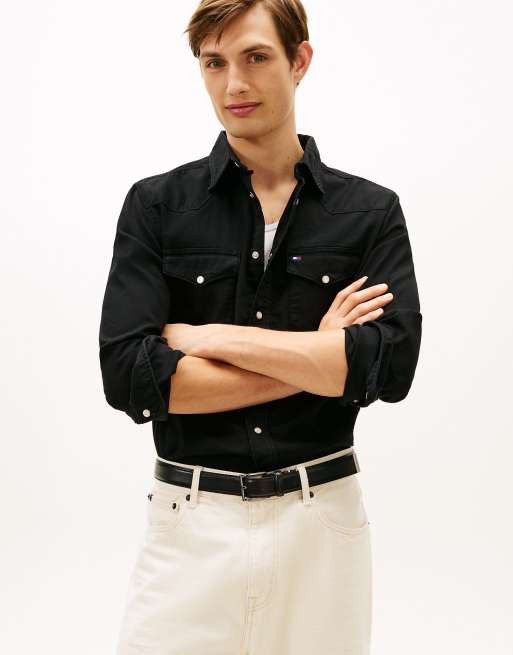 Tommy Hilfiger Regular fit washed denim shirt in black