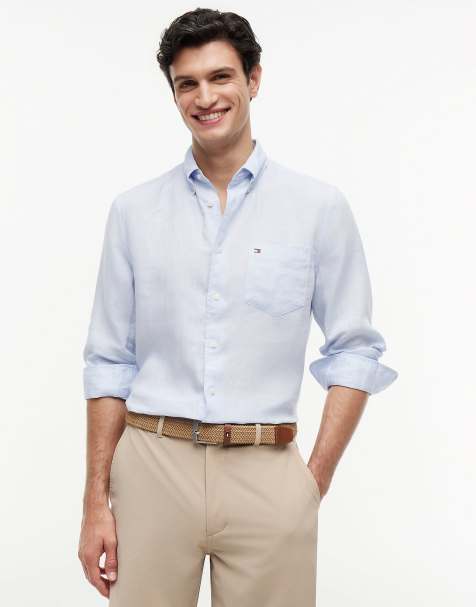 Tommy Hilfiger Regular fit washed pure linen shirt in dark blue