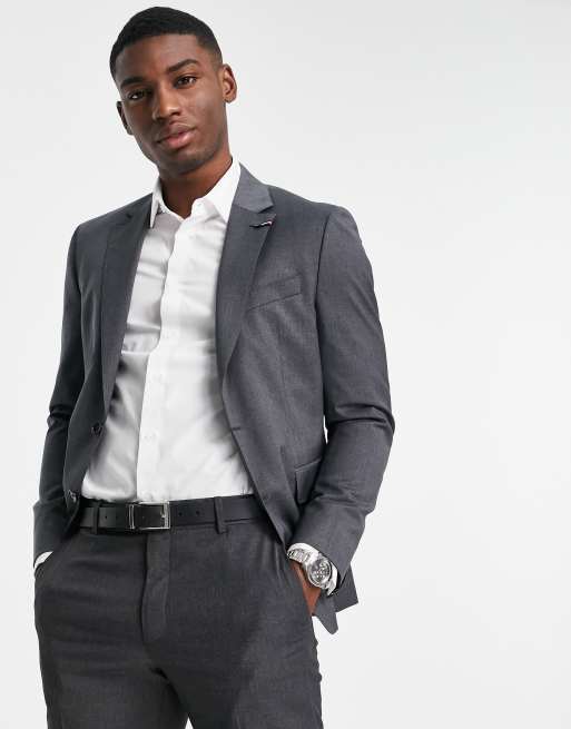 Tommy Hilfiger - Regular-fit wollen colbert in antraciet