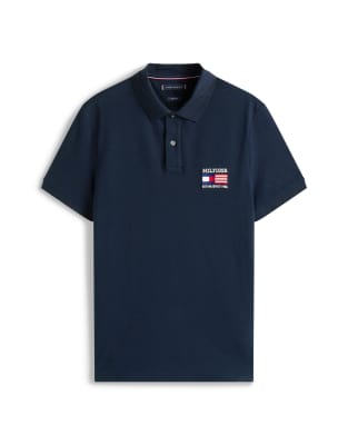 Tommy Hilfiger Regular Flag Polo Shirt In Black