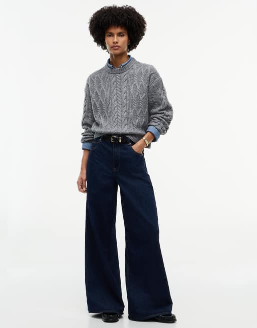 Tommy Hilfiger Relaxed cable knit jumper with silk in medium grey heather, 2 of 6