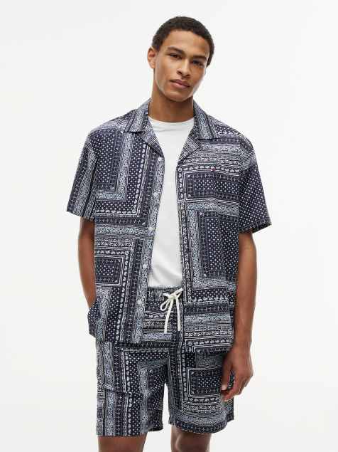 Tommy Hilfiger Relaxed fit bandana print short sleeve shirt in dark blue - view 1
