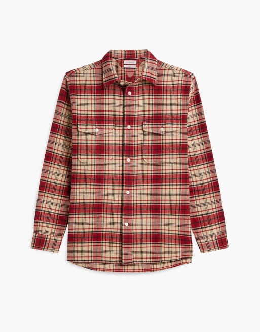 Tommy Hilfiger Relaxed fit check flannel overshirt in medium red / check, 5 of 6