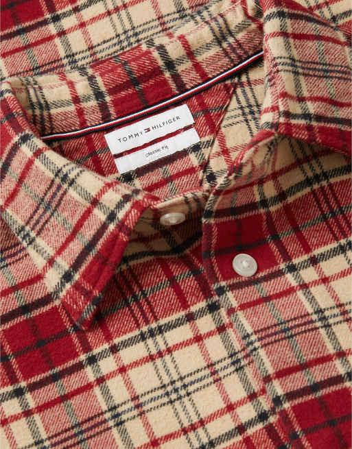 Tommy Hilfiger Relaxed fit check flannel overshirt in medium red / check, 6 of 6