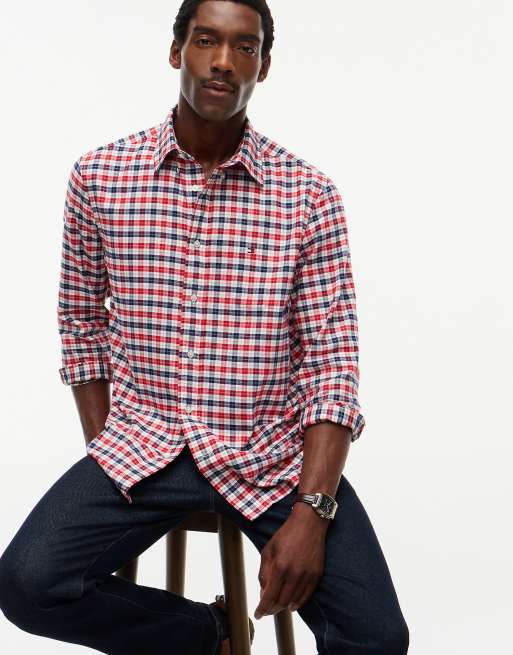 Tommy Hilfiger Relaxed fit check flannel shirt in medium red / check, 3 of 6
