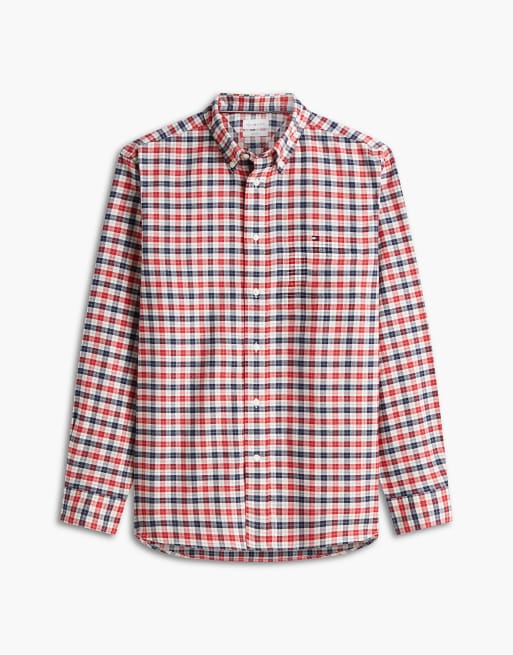 Tommy Hilfiger Relaxed fit check flannel shirt in medium red / check, 5 of 6