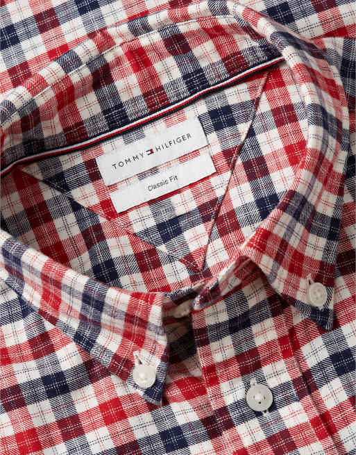 Tommy Hilfiger Relaxed fit check flannel shirt in medium red / check, 6 of 6