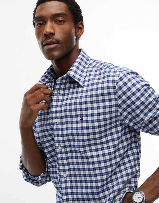 Tommy Hilfiger Relaxed fit check flannel shirt in navy voyage / check, 3 of 6