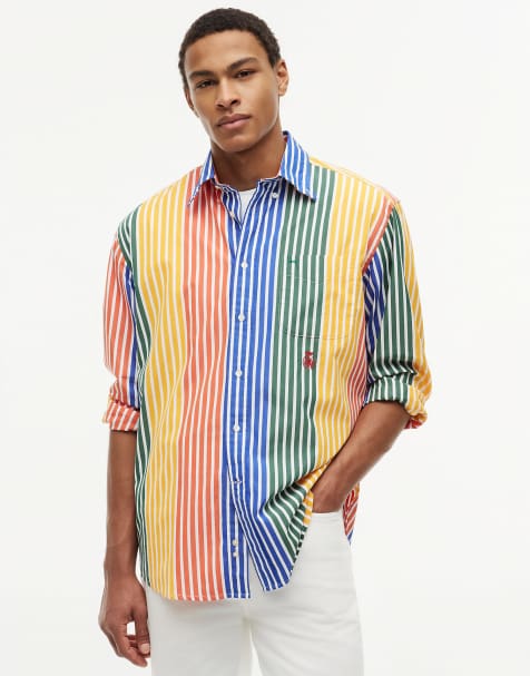 Tommy Hilfiger Relaxed fit multicolour stripe poplin shirt in multi - view 1