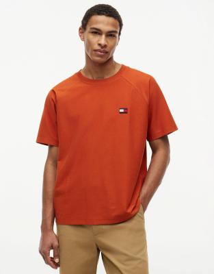 Relaxed-Fit-T-Shirt aus Jersey in Orange mit Flag-Logo und Raglanärmeln Orange S
