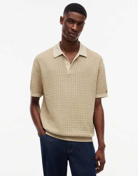 Tommy Hilfiger Relaxed fit washed structured polo shirt in beige - view 1
