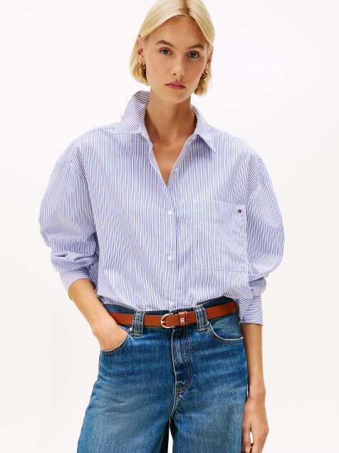 Tommy Hilfiger Relaxed fit wide sleeve shirt in blue - view 1