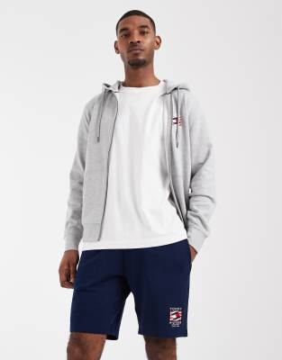Tommy Hilfiger relaxed jersey shorts with flag logo in navy