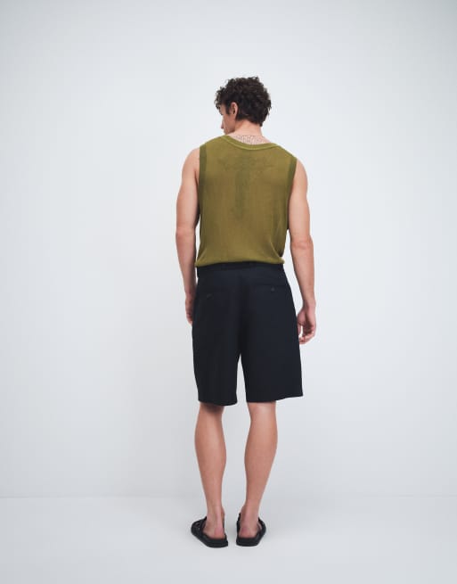 Tommy Hilfiger relaxed linen mix pleated shorts with belt in black, 4 of 9