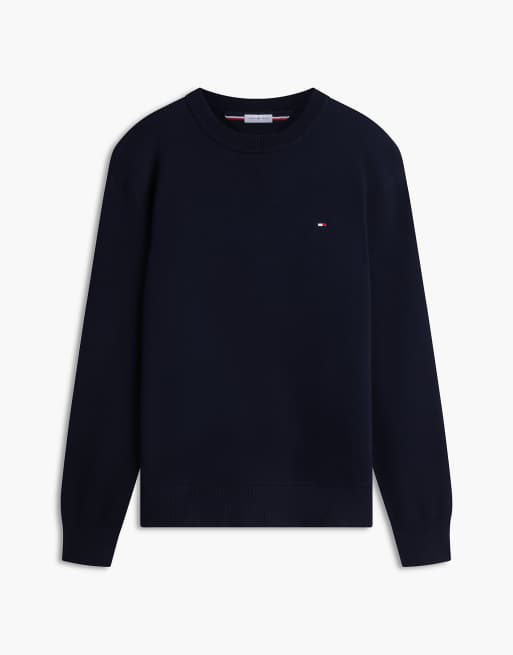 Tommy Hilfiger Relaxed milano crew neck jumper in navy blue, 5 of 6