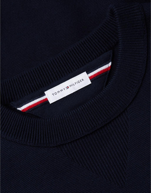 Tommy Hilfiger Relaxed milano crew neck jumper in navy blue, 6 of 6
