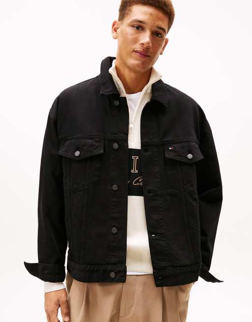 Tommy Hilfiger Relaxed washed denim trucker jacket in black