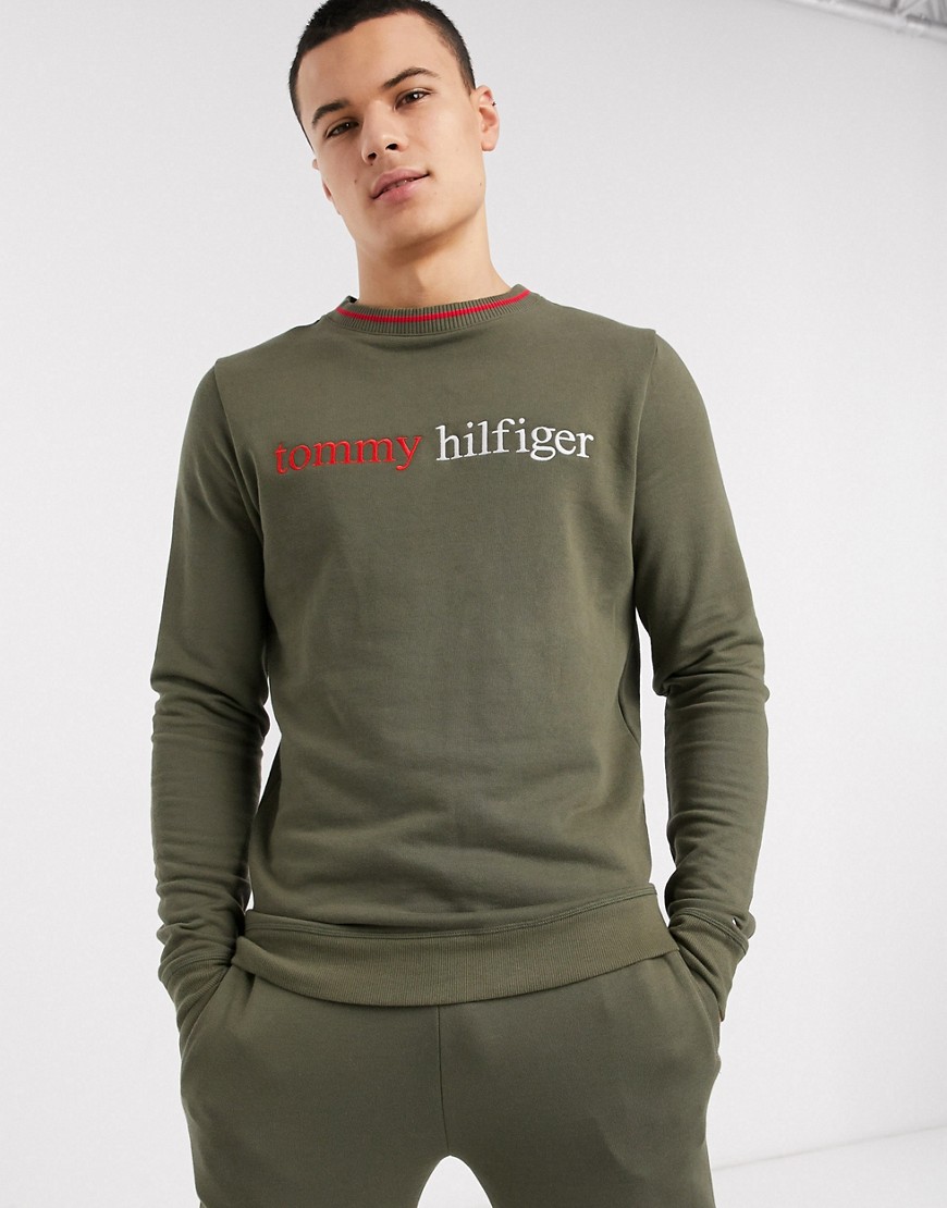 Tommy Hilfiger - Remix - Kakifarvet lounge-sweatshirt med logo-Grøn