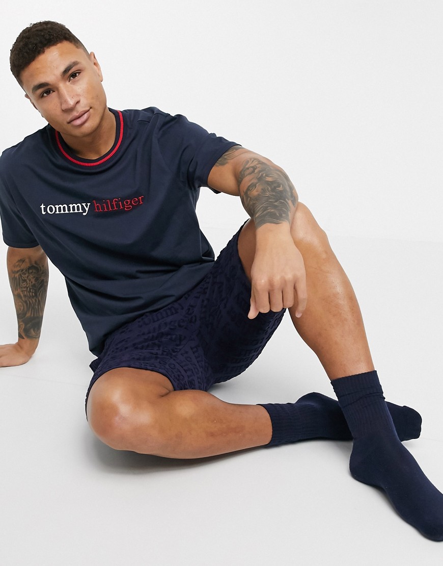 Tommy Hilfiger remix logo lounge t-shirt in navy