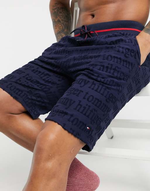 Tommy Hilfiger remix repeat logo lounge shorts in navy ASOS