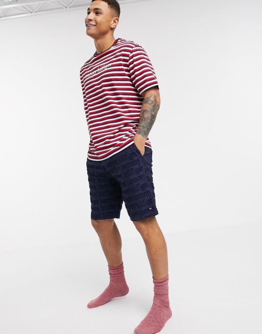 Tommy Hilfiger remix repeat logo lounge shorts in navy ASOS