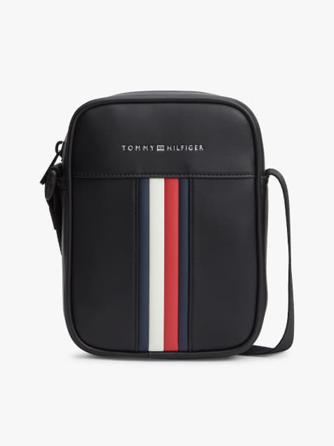 Tommy Hilfiger – Reportertasche zum Umhängen in Schwarz mit markentypischem Zierband - view 1