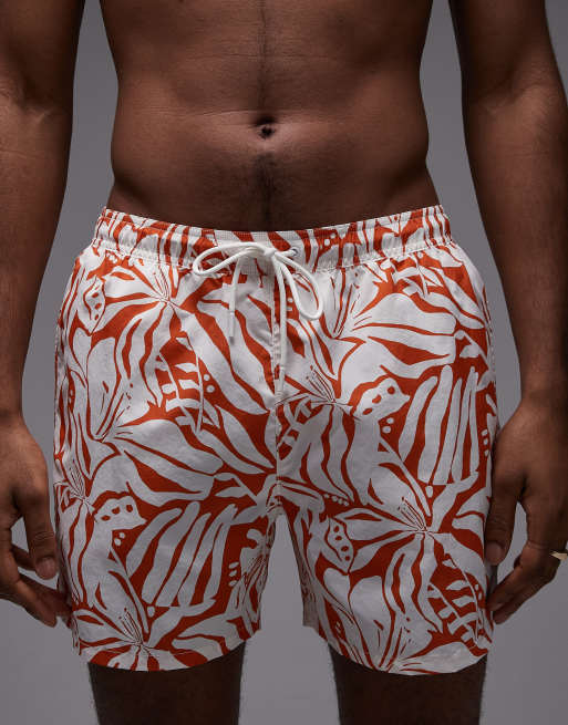 Tommy Hilfiger resort drawstring swim short in orange floral, 4 of 5