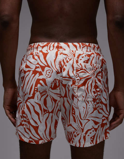 Tommy Hilfiger resort drawstring swim short in orange floral, 5 of 5