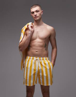 Tommy Hilfiger Men's Yellow Resort Drawstring Swim Shorts Co-Ord In Stripe