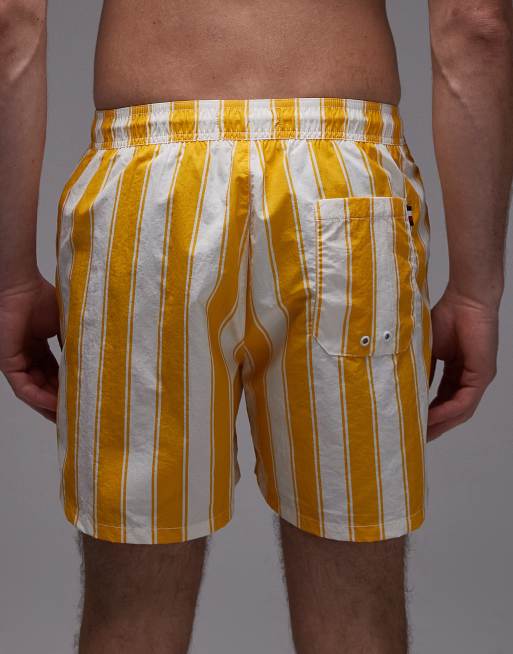 Tommy Hilfiger resort drawstring swim shorts co-ord in yellow stripe , 5 of 5