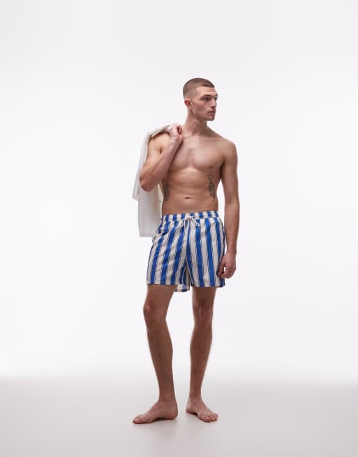 Tommy Hilfiger resort drawstring swim shorts in blue stripe , 2 of 5