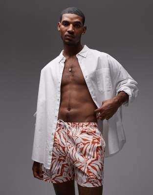 Tommy Hilfiger resort drawstring swim shorts in orange floral